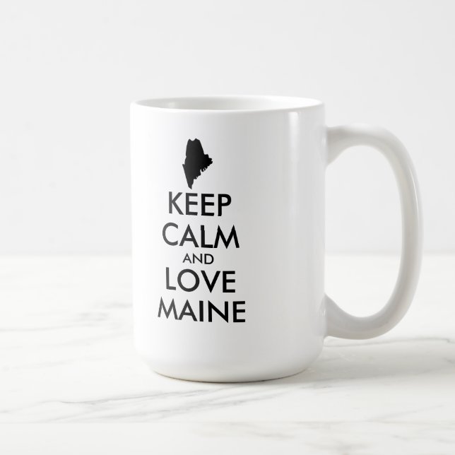 Anpassade BEHÅLLA LUGN och KÄRLEK MAINE Kaffemugg (Höger)