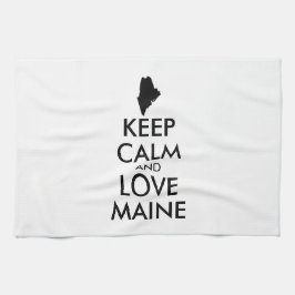 Anpassade BEHÅLLA LUGN och KÄRLEK MAINE Kökshandduk