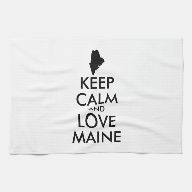 Anpassade BEHÅLLA LUGN och KÄRLEK MAINE Kökshandduk (Horisontell)