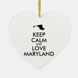 Anpassade BEHÅLLA LUGN och KÄRLEK MARYLAND Julgransprydnad Keramik
