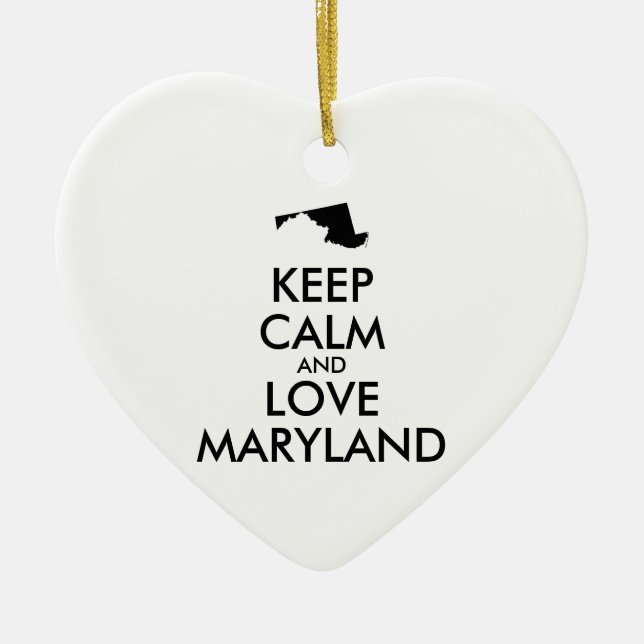 Anpassade BEHÅLLA LUGN och KÄRLEK MARYLAND Julgransprydnad Keramik (Framsidan)