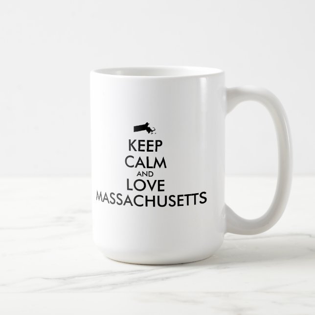 Anpassade BEHÅLLA LUGN och KÄRLEK MASSACHUSETTS Kaffemugg (Höger)