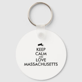 Anpassade BEHÅLLA LUGN och KÄRLEK MASSACHUSETTS Nyckelring
