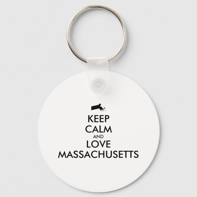 Anpassade BEHÅLLA LUGN och KÄRLEK MASSACHUSETTS Nyckelring (Framsida)