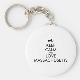 Anpassade BEHÅLLA LUGN och KÄRLEK MASSACHUSETTS Nyckelring