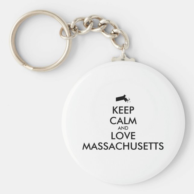 Anpassade BEHÅLLA LUGN och KÄRLEK MASSACHUSETTS Nyckelring (Framsidan)