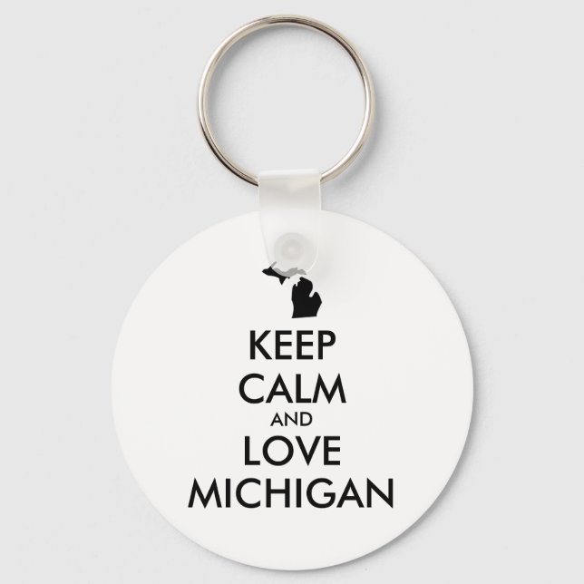 Anpassade BEHÅLLA LUGN och KÄRLEK MICHIGAN Nyckelring (Framsida)