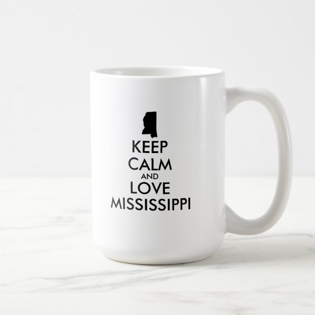Anpassade BEHÅLLA LUGN och KÄRLEK MISSISSIPPI Kaffemugg (Höger)