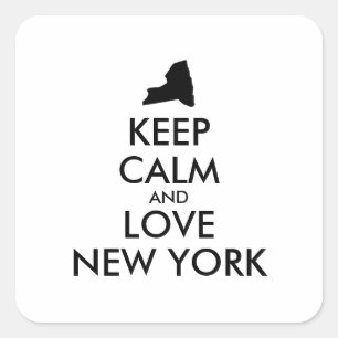 Anpassade BEHÅLLA LUGN och KÄRLEK NY YORK Fyrkantigt Klistermärke