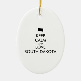 Anpassade BEHÅLLA LUGN och KÄRLEK SOUTH DAKOTA Julgransprydnad Keramik