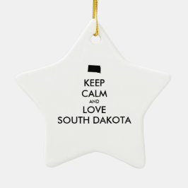 Anpassade BEHÅLLA LUGN och KÄRLEK SOUTH DAKOTA Julgransprydnad Keramik