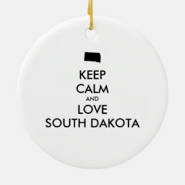 Anpassade BEHÅLLA LUGN och KÄRLEK SOUTH DAKOTA Julgransprydnad Keramik