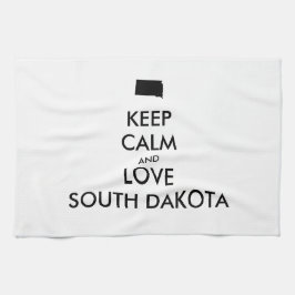 Anpassade BEHÅLLA LUGN och KÄRLEK SOUTH DAKOTA Kökshandduk