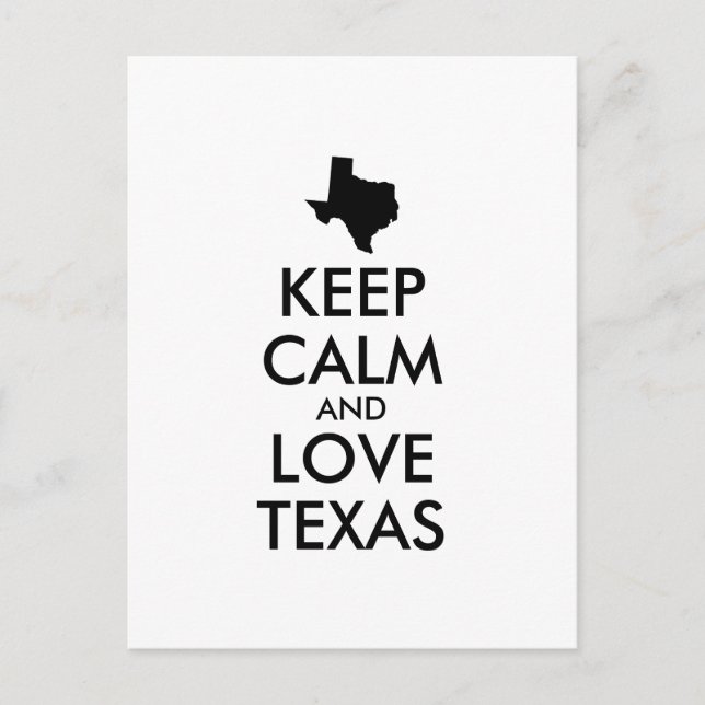 Anpassade BEHÅLLA LUGN och KÄRLEK TEXAS Vykort (Framsida)