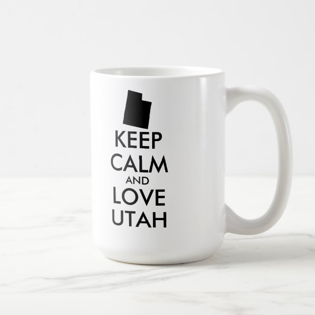 Anpassade BEHÅLLA LUGN och KÄRLEK UTAH Kaffemugg (Höger)