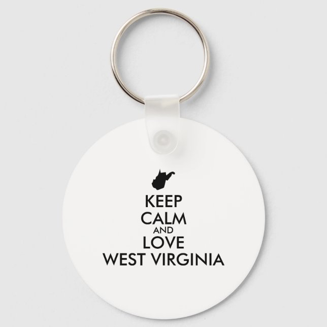 Anpassade BEHÅLLA LUGN och KÄRLEK VÄSTER VIRGINIA Nyckelring (Framsida)