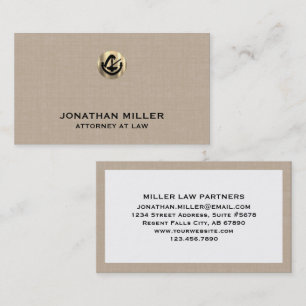 Anpassade Beige Linen Print Attorney Visitkort