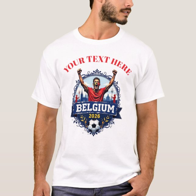 Anpassade Belgien Fotbollslag Supportrar T Shirt (Framsida)