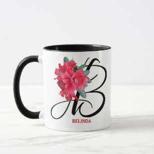 Anpassade Belinda namn rödblommor trendig boho Mugg