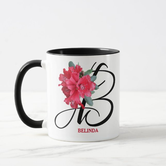 Anpassade Belinda namn rödblommor trendig boho Mugg (Vänster)