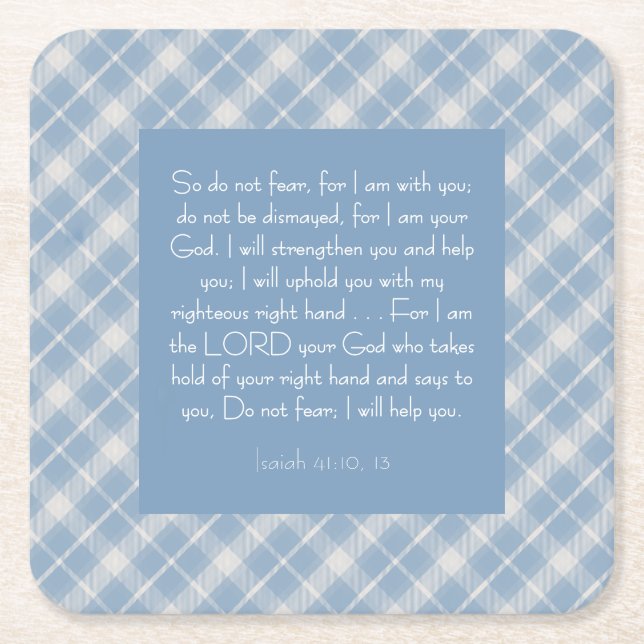 Anpassade Bible Verse Isaiah 41:10, 13 Underlägg Papper Kvadrat (Framsidan)