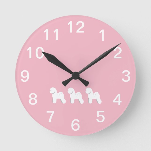 Anpassade Bichon Frise Wall Clock Rund Klocka (Framsida)