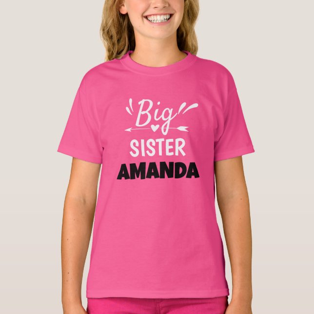 Anpassade Big Sister Namn T Shirt (Framsida)