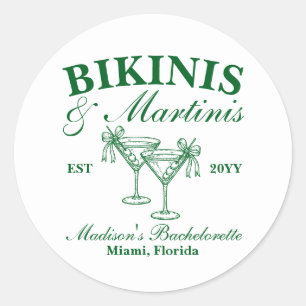 Anpassade Bikini och Martinis Sjungningsfest Runt Klistermärke