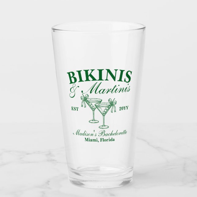 Anpassade bikinier och martinis möhippa glaskopp (Framsida)