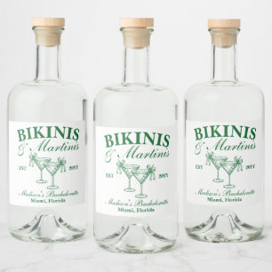 Anpassade bikinier och martinis möhippafest spritflaskor etikett