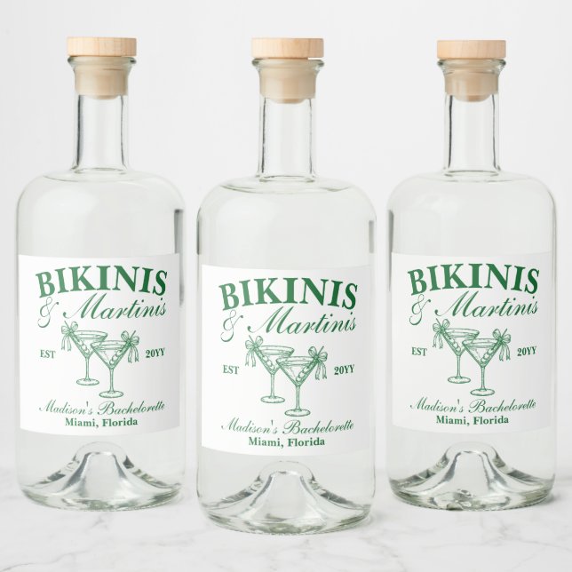 Anpassade bikinier och martinis möhippafest spritflaskor etikett (Flaskor)