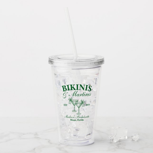 Anpassade bikinier och martinis möhippafest take away mugg (Framsida Ice)