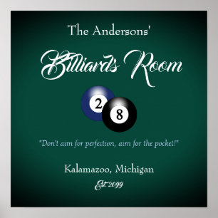 Anpassade Billiards Bassäng Bord Room Pub Poster