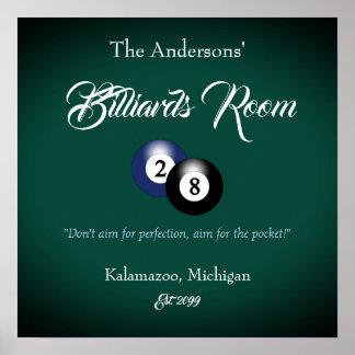 Anpassade Billiards Bassäng Bord Room Pub Poster