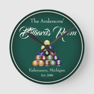 Anpassade Billiards Bassäng Bord Room Rund Klocka