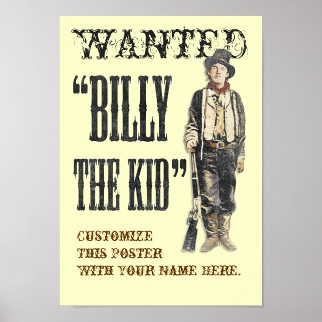 Anpassade Billy the Kid Poster (Framsidan)