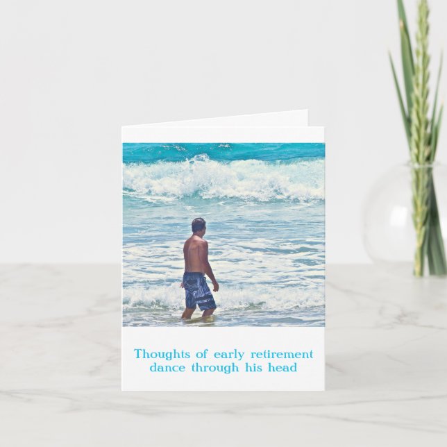 ANPASSADE BIRTHDAY CARD/ HUMOR/MAN WALKING BEAC KORT (Framsida)
