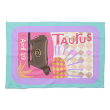 Anpassade Birthday Taurus Zodiac Tea Towel
