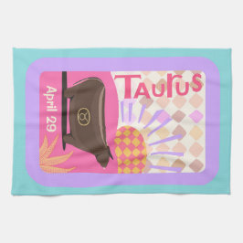 Anpassade Birthday Taurus Zodiac Tea Towel Kökshandduk