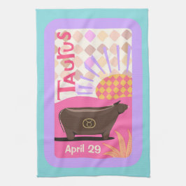 Anpassade Birthday Taurus Zodiac Tea Towel Kökshandduk