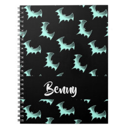 Anpassade blå fladdermöss för namn anteckningsbok