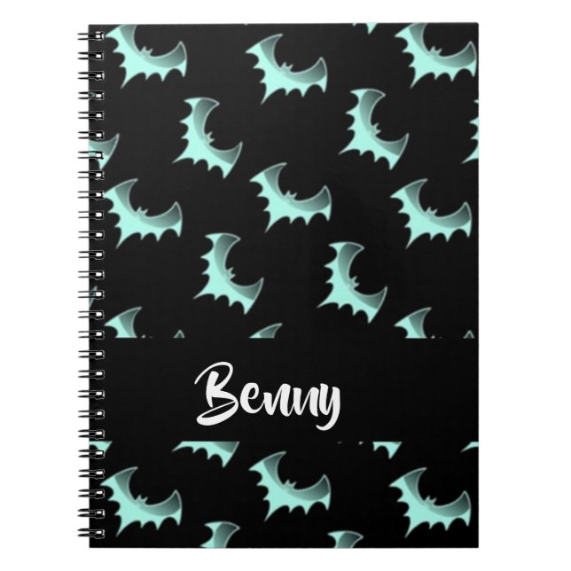 Anpassade blå fladdermöss för namn anteckningsbok (Framsidan)