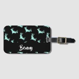Anpassade blå fladdermöss för namn bagagebricka