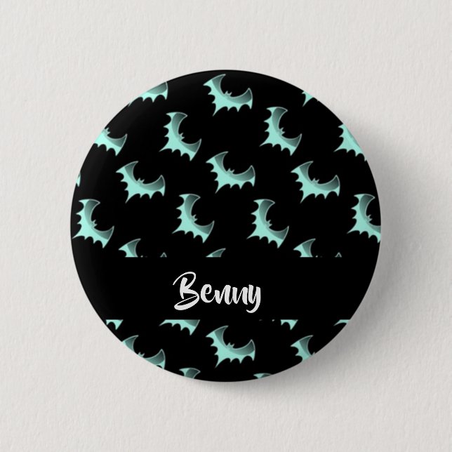 Anpassade blå fladdermöss för namn knapp (Framsida)