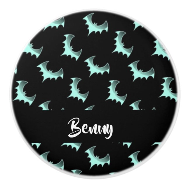 Anpassade blå fladdermöss för namn knopp (Framsidan)