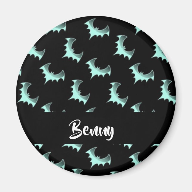 Anpassade blå fladdermöss för namn magnet (Framsidan)