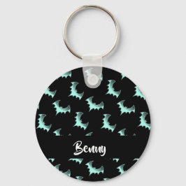 Anpassade blå fladdermöss för namn nyckelring