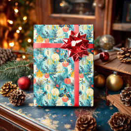 Anpassade blå och gula julgransprydnader julen presentpapper