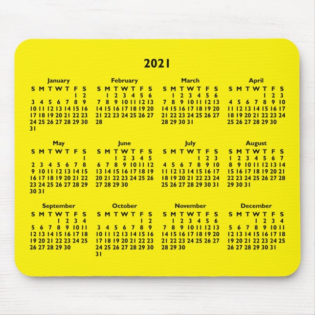 Anpassade Black and Bright Gult 2021 Calendar Musmatta (Framsidan)