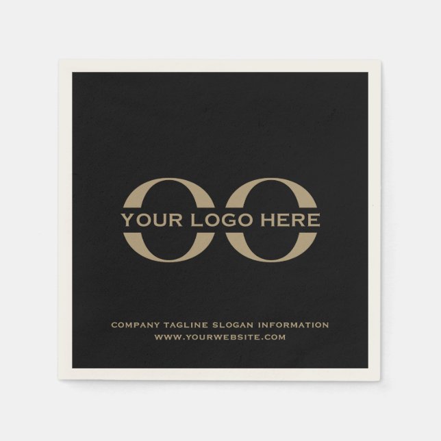 Anpassade Black and Guld Logotyp Cocktail Napkin Pappersservett (Framsidan)